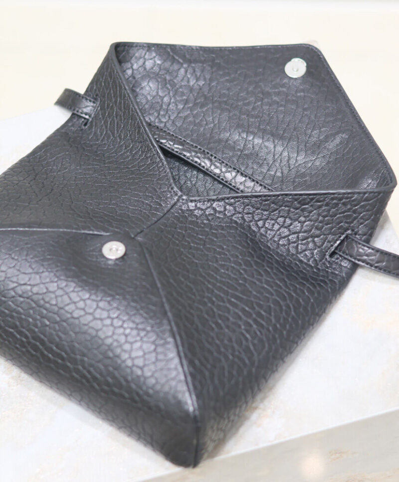 Saint Laurent Cassandre Envelope Messenger In Lambskin Black